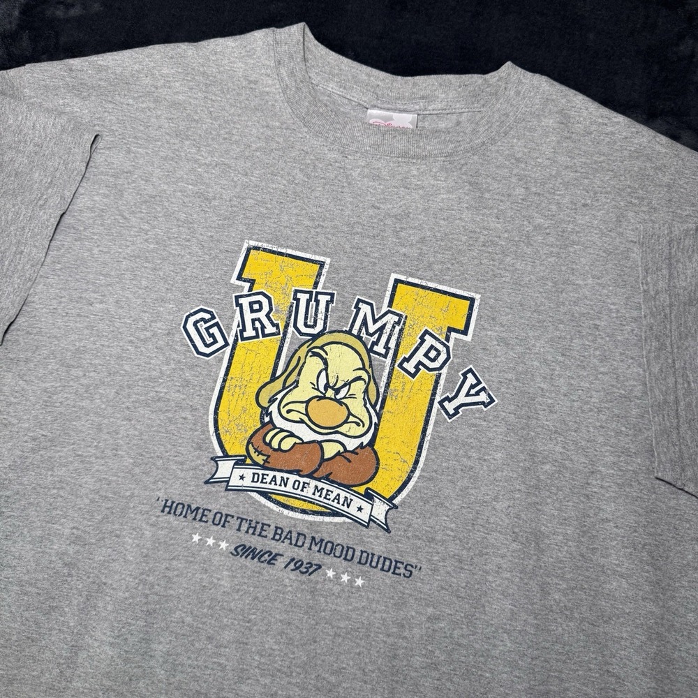 Vintage Disney Store Grumpy U "The Dean Of Mean" T-Shirt Adult Grey Size XXL